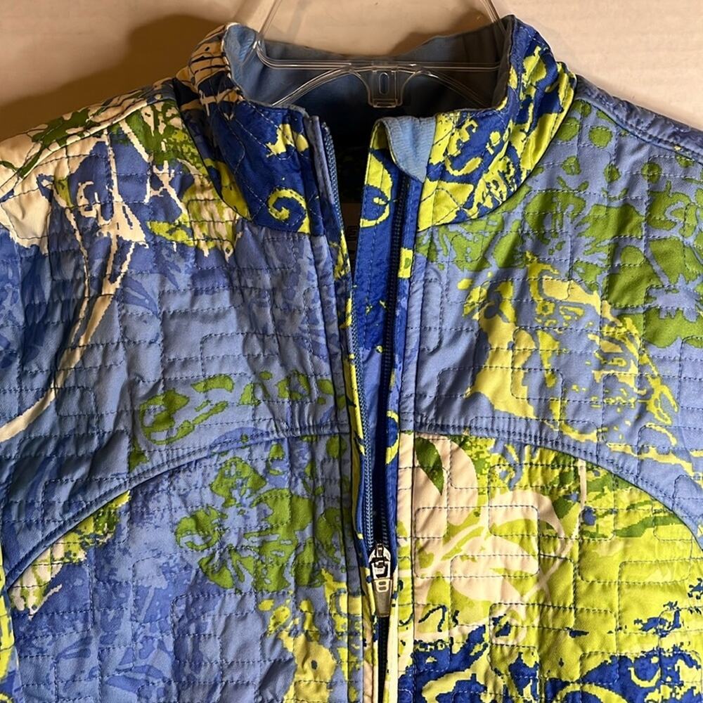 Obermeyer Women's Ski Jacket Size 8 Light Blue Print Quilted Zip Front Pockets - Picture 5 of 15